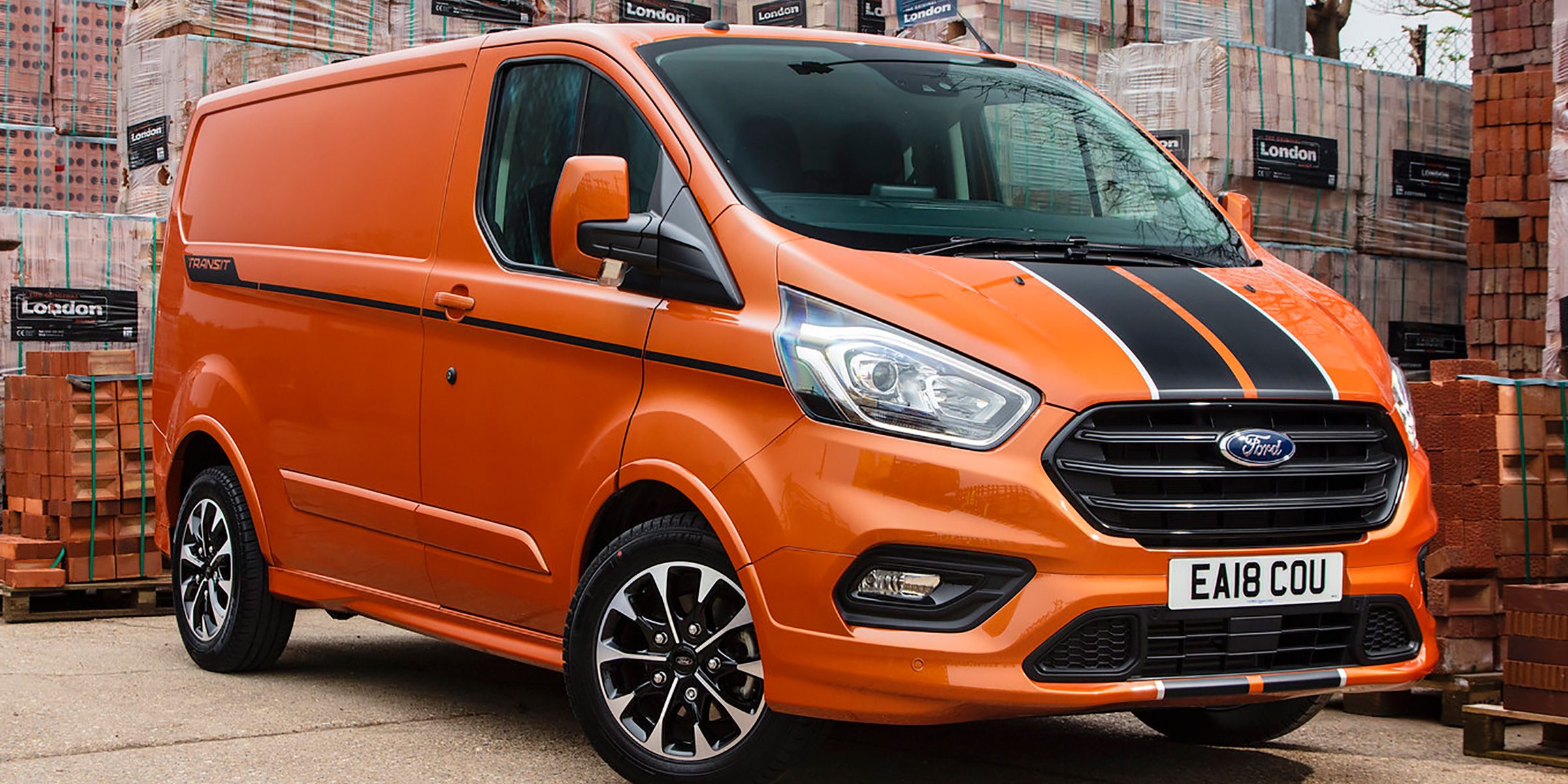 Ford custom van in a brick yard