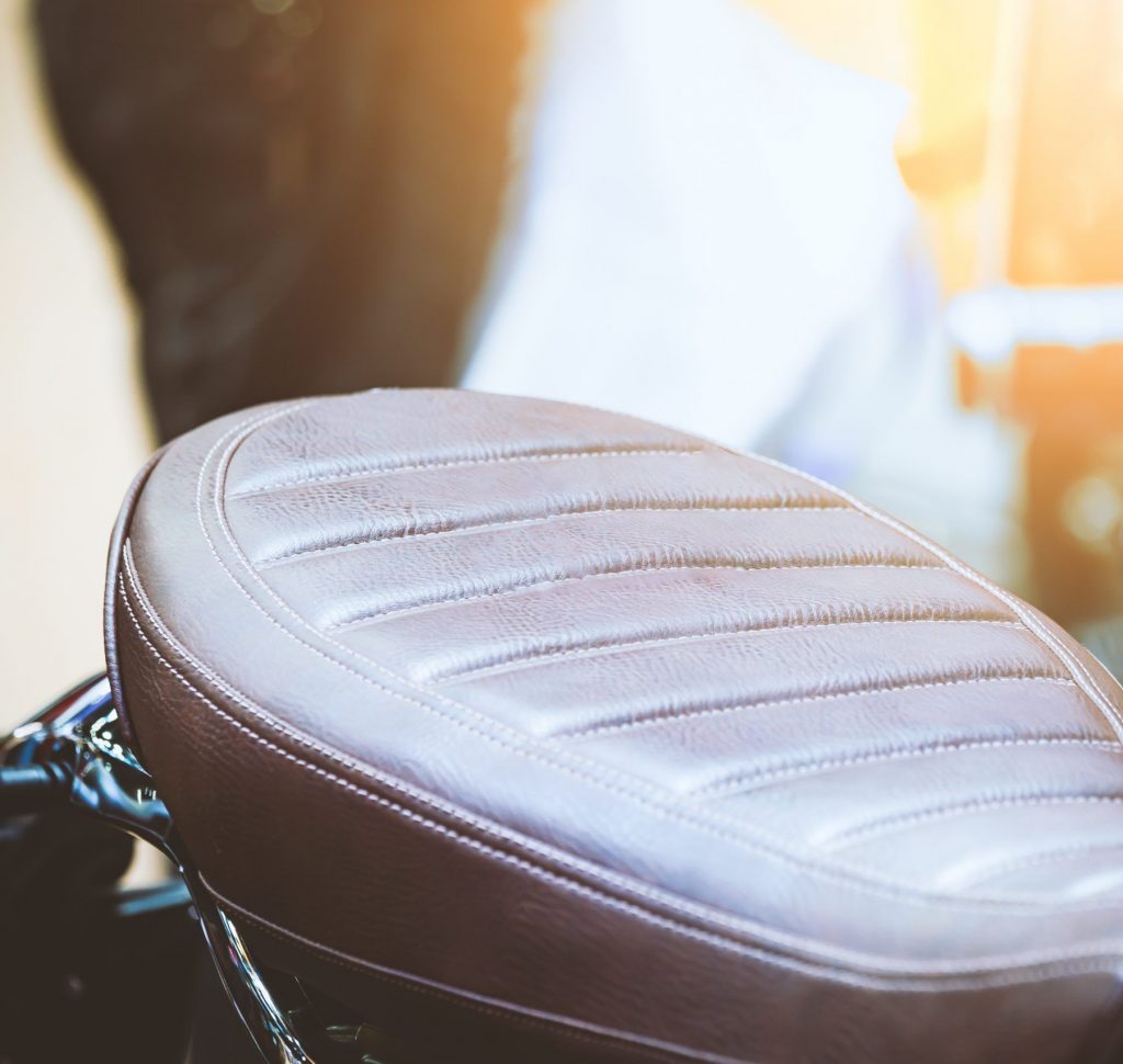 Leather seat of vintage motorcycle